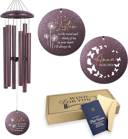 ASTARIN Personalized Memorial Wind Chime for Loss of Loved One 30/36/42 inch, Sympathy Deep Tone Wind Chimes for Mom Dad/Mother Father, Remembrance Gifts for Grief Condolence Funeral, Bereavement 11