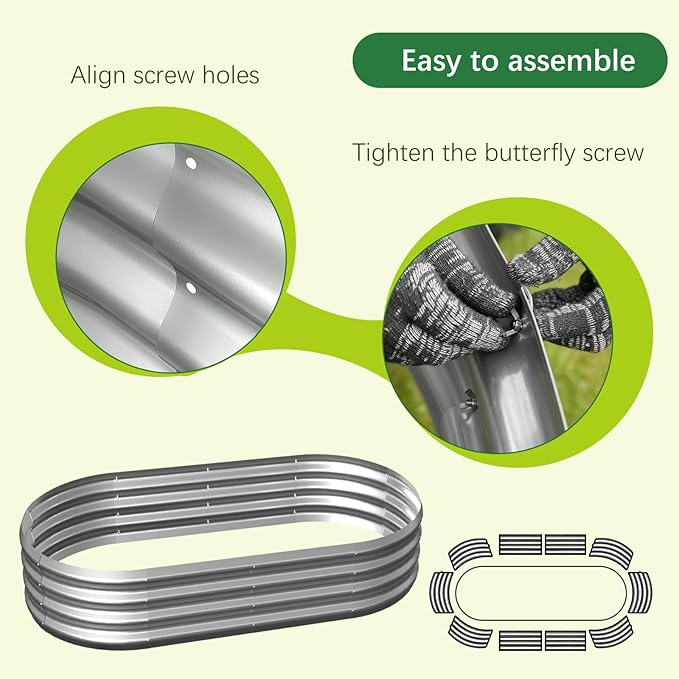 Galvanized Garden Bed kit for Vegetables/Herbs/Flowers (8X4X1)