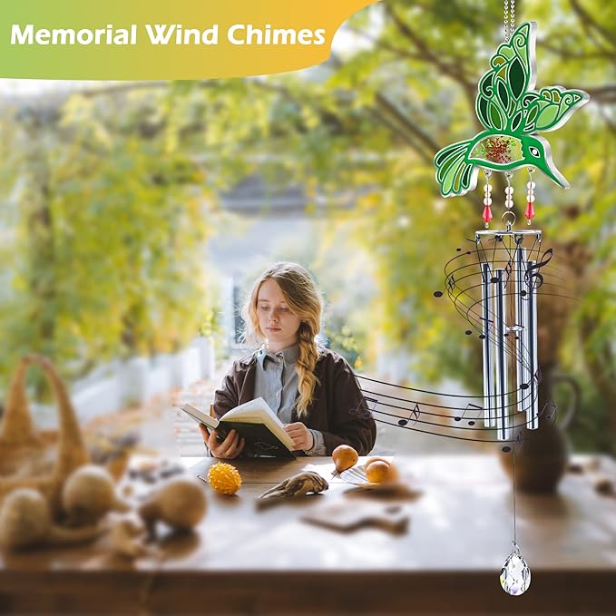Memorial Wind Chimes Hummingbird Wind Spinner, Sympathy Wind Chimes for Loss of Loved One Prime Bereavement Sympathy Memorial Gift for Loss of Mother Father Husband Condolence Remembrance