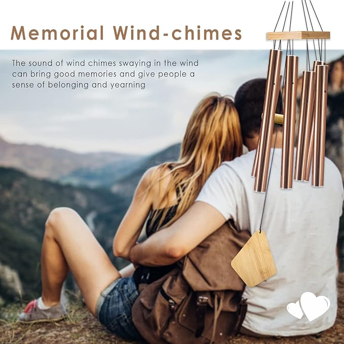 Howarmer Wind Chimes Outdoor Deep Tone, Wind Chime for Outside, Memorial WindChimes with Hook as Gifts for Mother's Day/Housewarming/Christmas, Patio, Garden, Yard, Home Décor, Copper