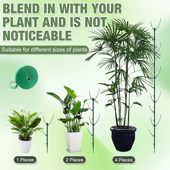 10 Pack Stackable Plant Support Stakes, Stackable Monstera Plant Support Stakes for Indoor Outdoor Plants, Stem Holder Structures Frame, Plant Sticks for Vine Training Stem Stabilization