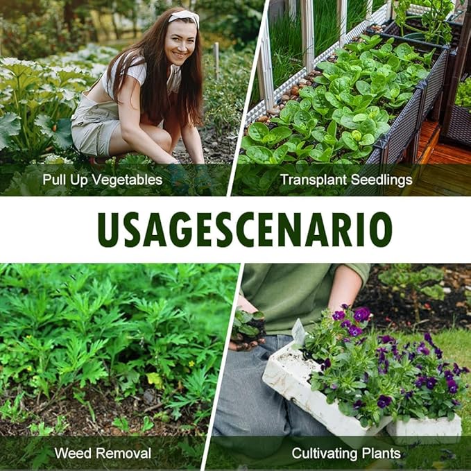 Yilia Weed Puller Tool, 2025 New Garden Weed Pulling Tool Uprooting Weeding Tool, 4 Teeth Weed Puller Tool Manganese Steel with Long Handle, Weeder Tool for Vegetable Garden Yard Planting (12.4inch)