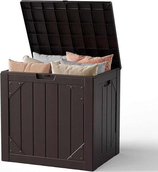 MAKE CHANGES Outdoor Storage Box,30 Gallon Deck Box Outdoor Storage Bench Outside Waterproof Resin Storage Bench, Lockable Patio Cushions, Garden Tools Storage For Furniture, UV Resistant