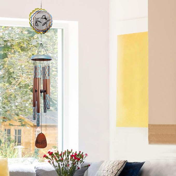 Wind Chimes for Outside with 3D Animations Hummingbird Wind Spinner,37" Memorial WindChimes Outdoor Hanging Decor,Hummingbird Gift for Women Mom Grandma Wife,Garden Ornaments