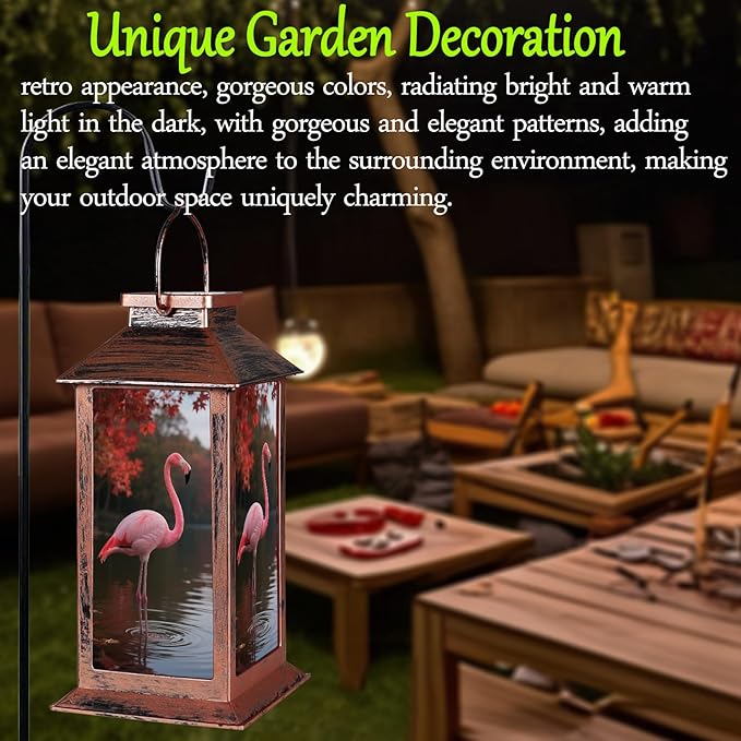 Flamingo Solar Lanterns Outdoor Waterproof Garden Decor,Hanging Solar Lights,Christmas Gifts for Women Mom Birthday Gifts Ideas for Yard Patio Lawn Tabletop Pathway Landscape Walkway Terrace Balcony