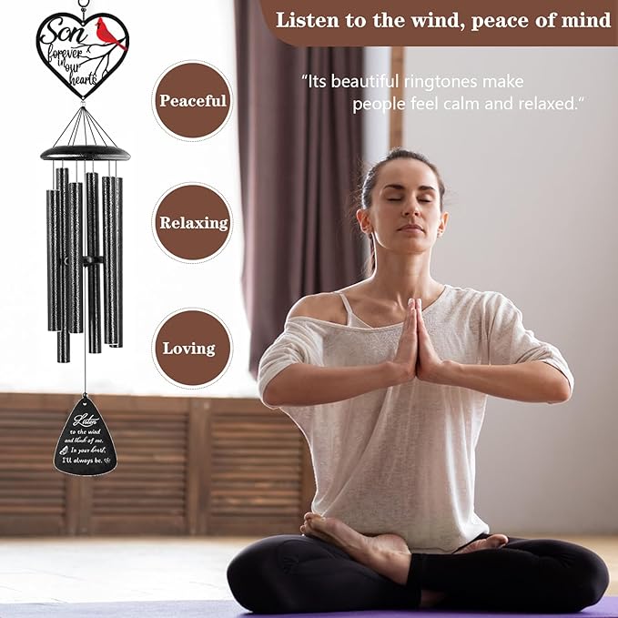 Memorial Gifts for Loss of Son, 32" Cardinal Memorial Wind Chimes for Loss of Son, Sympathy Wind Chimes Gifts in Memory of Son