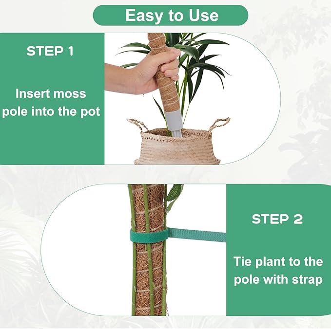 LifeNest 2 Pack Moss Pole, 28 Inch Monstera Plant Support, Moss Poles for Climbing Plants Indoor DIY, Coco Coir Plant Pole Moss Plant Stick Support Stake Kit for Potted Plants, Pothos, Philodendron