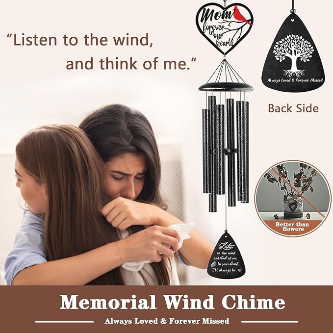 Sympathy Gifts for Loss of Mom, Memorial Wind Chimes for Loss of Mother, Condolence Bereavement Remembrance Gift in Memory of Mom
