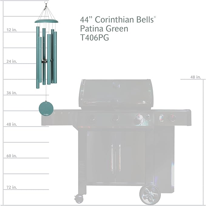 Corinthian Bells by Wind River - 44 inch Patina Green Wind Chime for Patio, Backyard, Garden, and Outdoor Decor (Aluminum Chime) Made in The USA