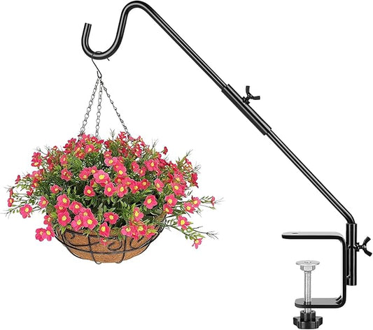 BOLITE Heavy Duty Deck Hook, 16 Inch Bird Feeder Hanger for Hummingbird Feeders, Planters, Lanterns, Wind Chimes, 360° Rotatable Arm, Black, Birthday Gifts for Women Men, Gifts for Mom Dad