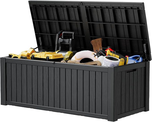 NBYSGO Outdoor Storage Box, Resin Deck Boxes Indoor and outdoor, Waterproof Storage Box Lockable Lid (Black,200 Gallon)