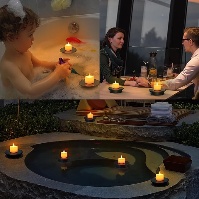 Solar Floating Pool Lights, 3-Pack Solar-Powered Float Candles Lamps Tea Light for Pond Party Garden Backyard Outdoor Decor