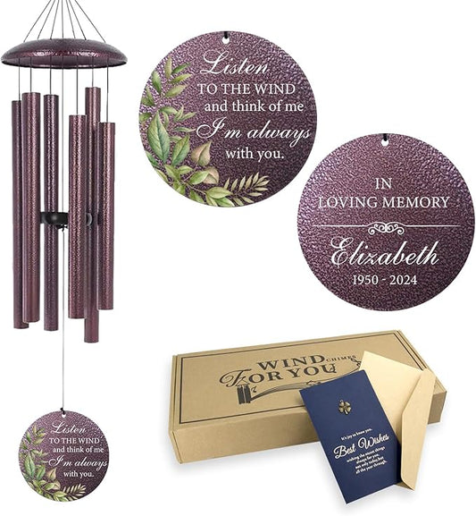 ASTARIN Personalized Memorial Wind Chime for Loss of Loved One 30/36/42 inch, Sympathy Deep Tone Wind Chimes for Mom Dad/Mother Father, Remembrance Gifts for Grief Condolence Funeral, Bereavement 18