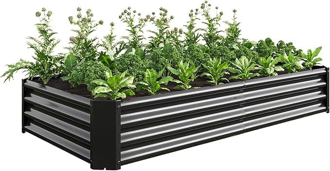 6x3x1ft Raised Garden Bed, Outdoor Galvanized Raised Garden Beds, Metal Raised Beds for Gardening Vegetables Fruits and Flowers, Easy Assembly, 127 Gallon Capacity - Black