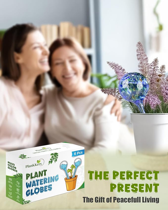 Iridescent Self Watering Globes, Glass Rainbow Plant Watering Globes, Self Watering Planter Insert, Automatic Plant Waterer Indoor (Large-6 Pcs Multi-Color)