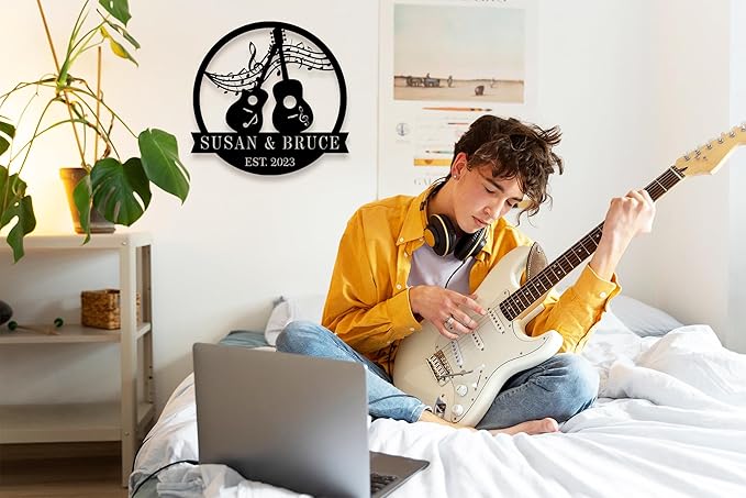 Custom Guitar Sign, Musician Gifts,Personalized Metal Guitar Sign,Guitar Lovers Gifts,Custom Guitar Decor
