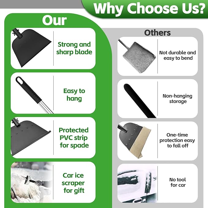 Flat Shovel, 54 inch Ice Scraper, Snow Shovel, Floor Scraper with Adjustable Long Handle, Heavy Duty Ice Chopper, Multifunctional Weed Removal Tool for Driveway, Walkway, Garden and Outdoor Cleaning