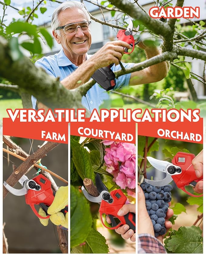 20V Electric Pruning Shears, Garden Shears, 30mm 1.2'' Cutting Diameter Portable Cordless Branch Cutter Tree Trimmer with LCD Display＆Replaceable Blade, Gifts for Men Dad Him Husband Christmas