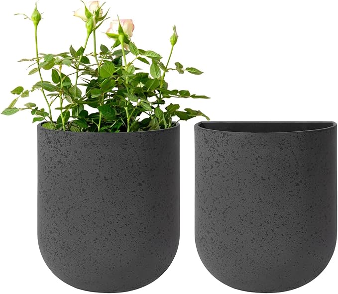 La Jolie Maison Wall Hanging Planters for Indoor Plants，Hanging Flower Pots for Air Plants Succulent, Set of 2, 5.7L*4.1W*6.5H, Concrete Gray