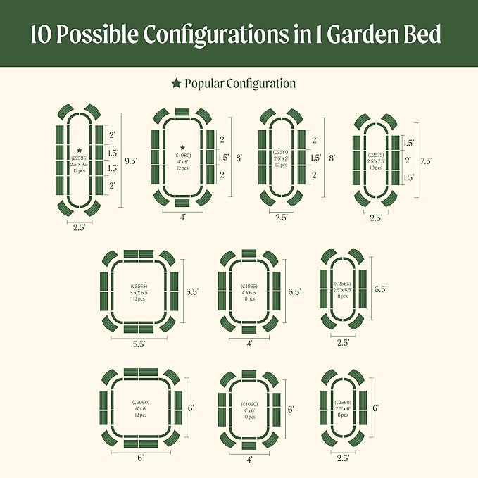 Vego garden 10 in 1 Raised Garden Bed Kits, 26" Extra Tall Modular Raised Planter Box for Vegetables Flowers Fruits Oval Metal Raised Garden Olive Green