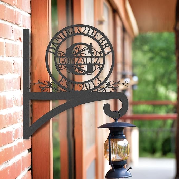 Custom Wall Plant Hanger Gifts for Mom & Dad | Personalized Name Outdoor Light Hangers | Customizable 10 Inch Metal Hanging Plant Bracket | Anti Rust Plant Hook for Bird Feeder