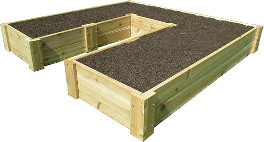 U-Shaped Cedar Raised Garden Bed 6 ft x 6 ft - Made in USA, Long-Lasting, 1" Thick North American Cedar That is Smooth on All 4 Sides