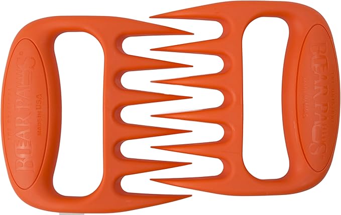 Bear Paws Meat Claws - The Original Meat Shredder Claws for Pulled Pork, USA Made - Easily Lift, Shred, Pull and Serve Pork, Chicken, Brisket and Turkey - Gift for Dad on Christmas! (Orange)