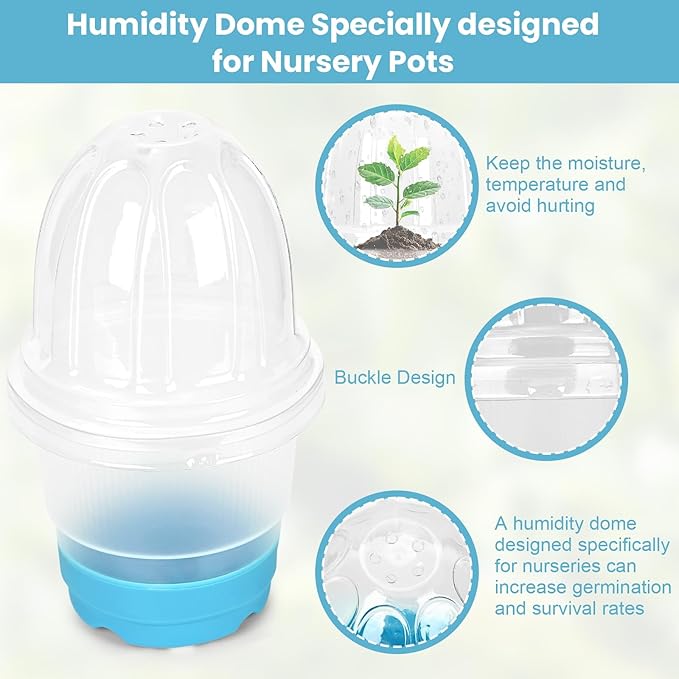 Sckee Clear Nursery Pots for Plants with Lid,30 Packs Seed Starting Pots 4 inch Plastic Plant Pot with Drainage Holes Seed Starting Pot Silicone Base