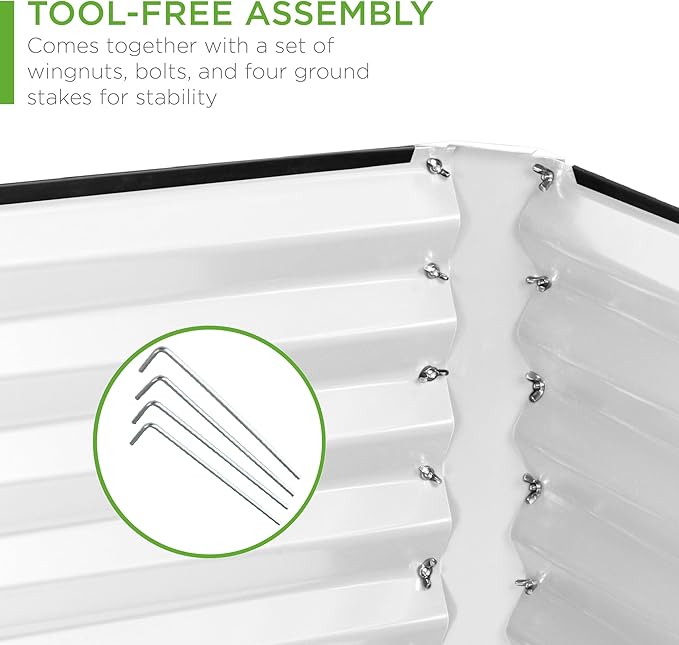 Best Choice Products 6x3x2ft Outdoor Metal Raised Garden Bed, Deep Root Box Planter for Vegetables, Flowers, Herbs, and Succulents w/ 269 Gallon Capacity - White