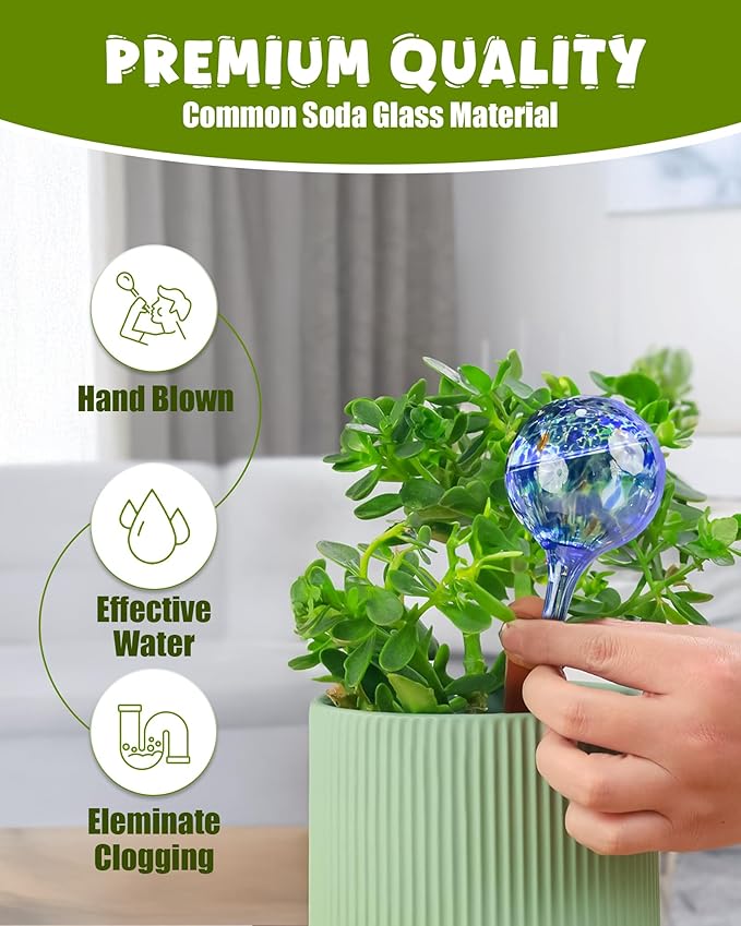 Iridescent Self Watering Globes, Glass Rainbow Plant Watering Globes, Self Watering Planter Insert, Automatic Plant Waterer Indoor (Small-4 Pcs Multi-Color)