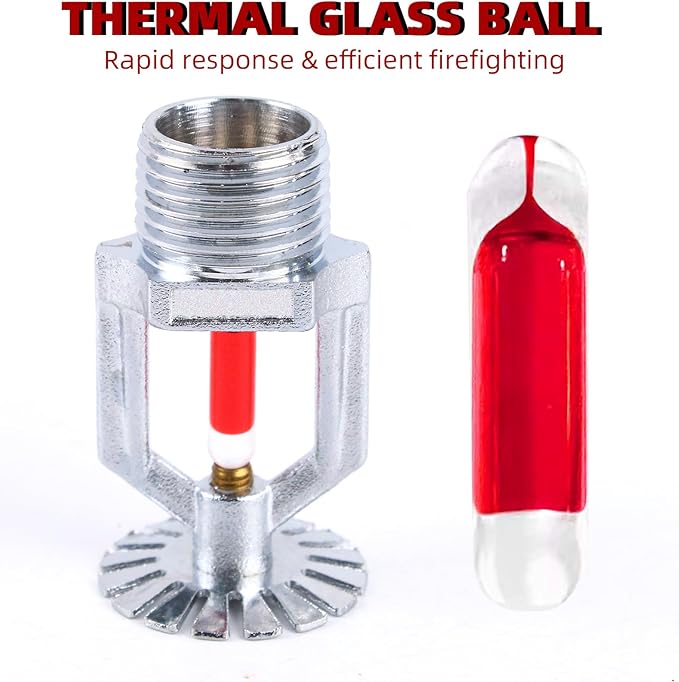 2 Pcs Fire Sprinkler Head - Copper Chrome, 1/2” NPT 155℉(68°C) Pendent Type Spray, K80 Fast Response Automatic Fire Sprinkler System for Residential, Factory, Mall, Warehouse Building