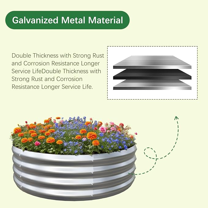 Galvanized Garden Bed kit for Vegetables/Herbs/Flowers (4X4X1)