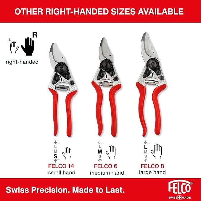 Felco F-12 Pruning Shears – 7.9" Garden Clippers with Anvil & Bypass Blades | Hand Pruners for Gardening | Garden Tool Cutter with Forged Aluminum Handle, Alloy Steel Blade, Medium Hand Fit