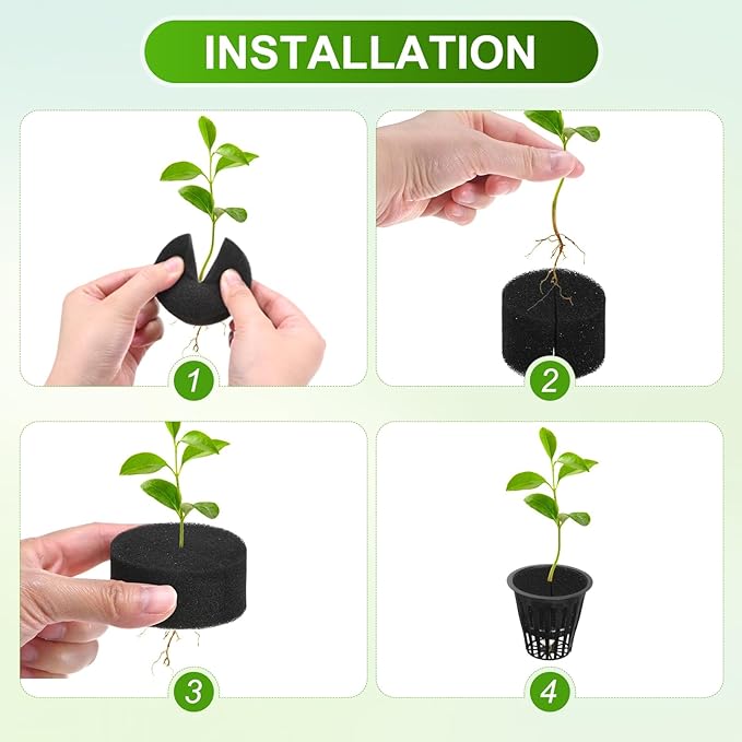 30-Pack Hydroponics Sponges, 1.77 Inch Growing Media Cylindrical Sponges for Planting Gardening Tool/Grow Seedlings/Home Vegetable Flower, Soilless Cultivation Seedling [Black]