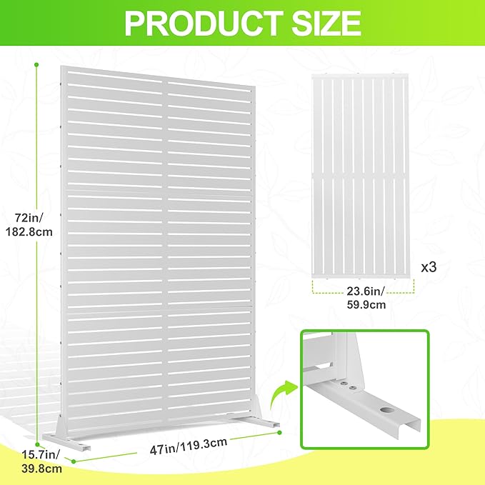 Outdoor Privacy Screen,72" H×47" W Metal Privacy Screen, Freestanding Privacy Fence Panels for Patio