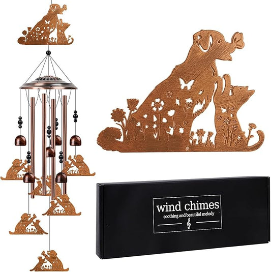 Cat Dog Wind Chimes for Outside - Luvsweets Dog Cat Lover Gifts for Women, Pet Memorial Wind Chimes for Pet Lover, Birthday Housewarming, Outdoor Home Porch Patio Yard Garden Decor