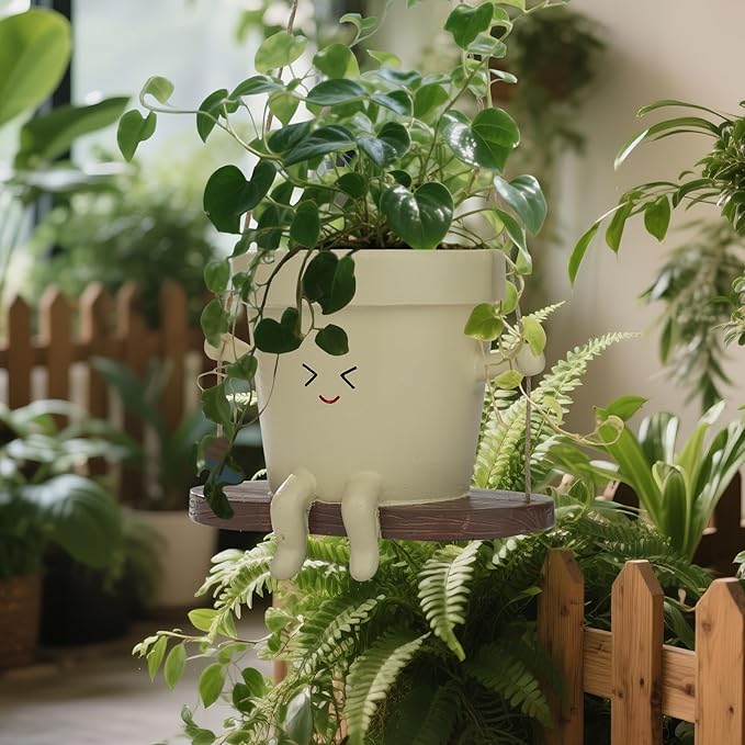 Swing Face Planter Pot Hanging Cute Flower Head Planter Without Hole, Unique Sitting Sway Pots for Indoor/Outdoor Plants, Succulent & String of Pearls Planters for Mother