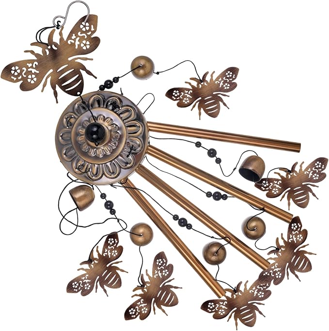 Bronze Bees Wind Chimes for Outside/Indoor/Garden/Home/Balcony/Lawn/Tree/Yard/Garden Decoration, Retro Wind Catcher, Bee Decor, Blessing Wind Bells, Memorial WindChimes Gifts for Mom, Grandma, Woman
