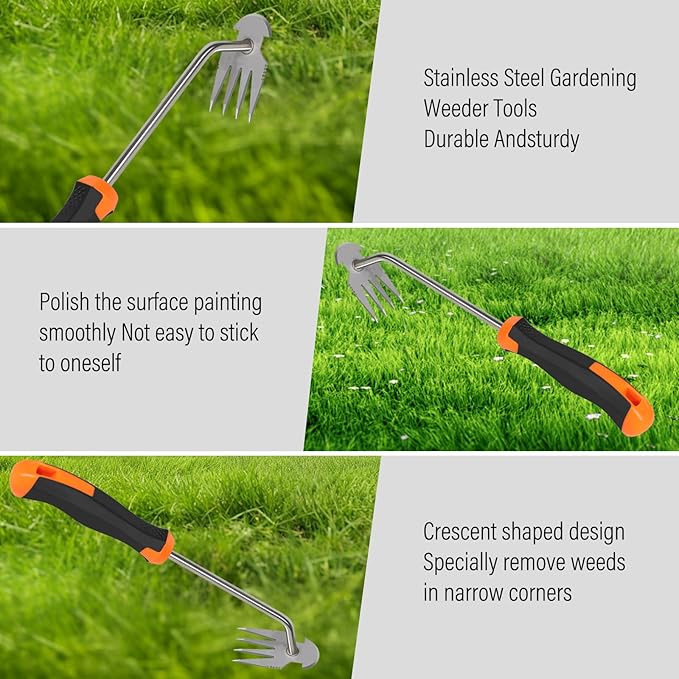 Weed Remover Tool, 2023 New Durable Garden Weed Tool, Portable Garden Weeding Tool for Vegetable Gardening Backyard Farm Planting & Weeding (Rubber Handle)