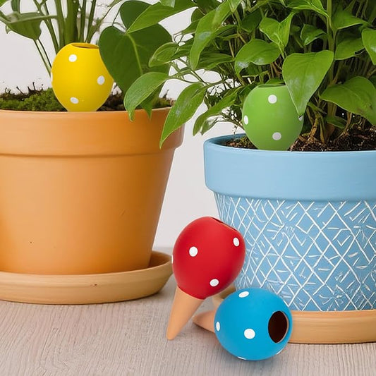 Terracotta Watering Spikes Set -Self Watering Planter Insert with 4 Pcs Automatic Plant Watering System for Indoor Potted Plants, Outdoor Garden, Vacation Plant Care Accessories