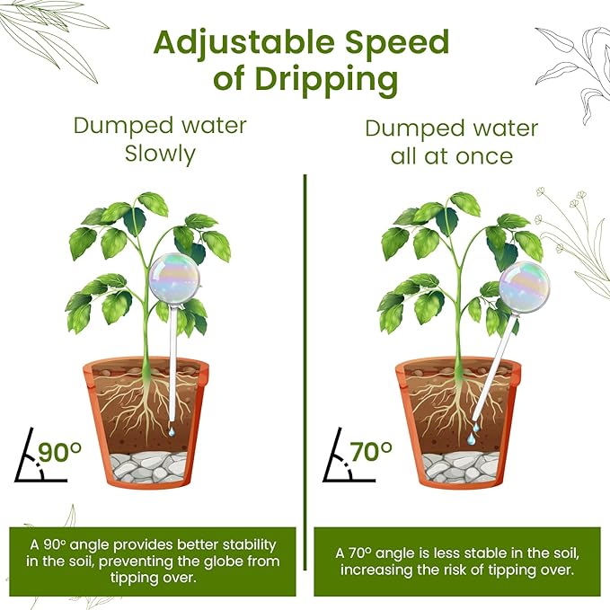 Iridescent Self Watering Globes, Glass Rainbow Plant Watering Globes, Self Watering Planter Insert, Automatic Plant Waterer Indoor (Large-2 Pcs Iridescent, Large)