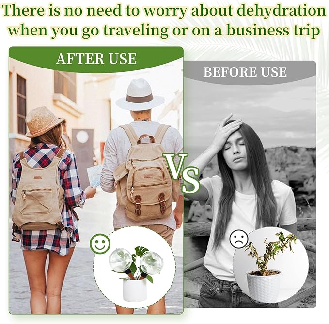 3 Pack Self Watering Globes for Indoor Plant Plastic Water Bulbs 17.5 oz Automatic Watering Planter Insert Top Fill with Slow Release Control Plants Watering Devices System, Water Spikes Stakes