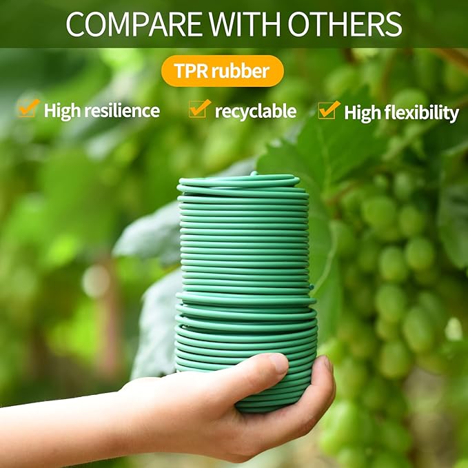TELENT OUTDOORS 80 Feet Green Plant Twist Ties, Soft Plant ties for Support with 20 PCS Clips, Gardening Supplies for Plants Office Home Organization 3mm Diameter