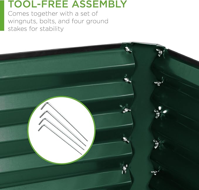 Best Choice Products 8x4x2ft Outdoor Metal Raised Garden Bed, Deep Root Planter Box for Vegetables, Flowers, Herbs, and Succulents w/ 478 Gallon Capacity - Dark Green