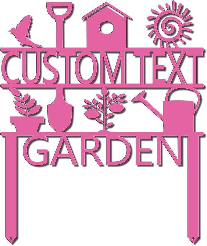 Custom Garden Sign, Garden Sign, Personalized Garden Sign, Garden Stake (27" W x 23" H, Pink)