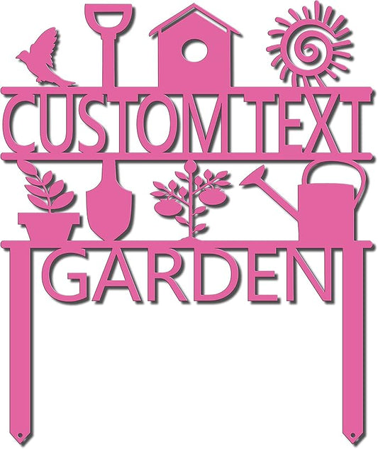 Custom Garden Sign, Garden Sign, Personalized Garden Sign, Garden Stake (27" W x 23" H, Pink)
