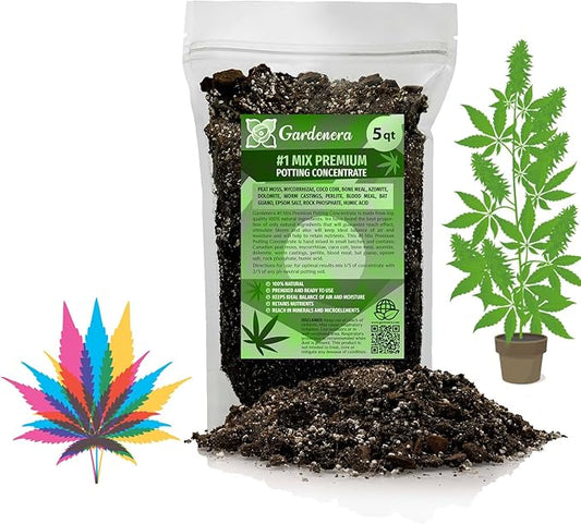 Gardenera Premium Happy Plant Potting Soil Mix - Optimal Nutrient-Rich Blend for Thriving and HIGH-Yield Herbal Plants - 5 Quart