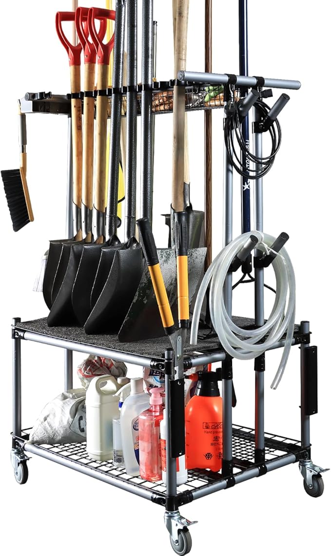 QTJH Durable Yard Tool Storage Rack Garden Tool Organizer for Garage