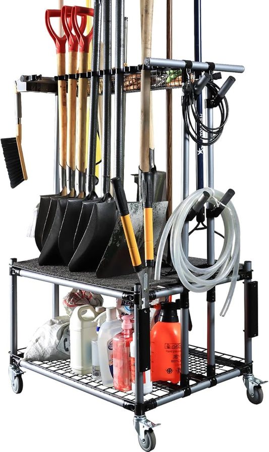 QTJH Durable Yard Tool Storage Rack Garden Tool Organizer for Garage