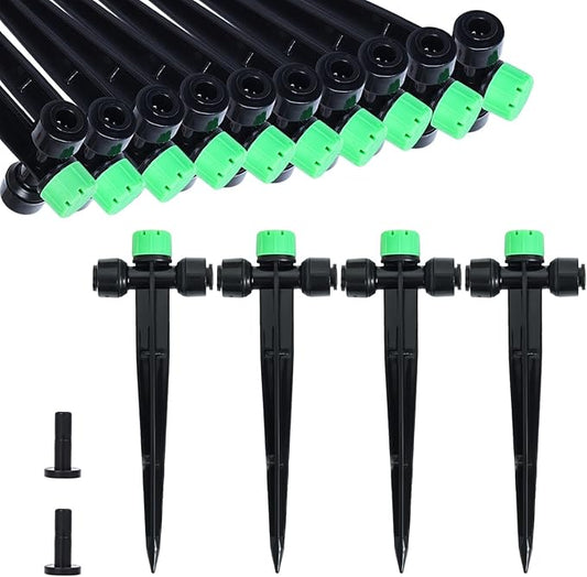 HOINCO 28 Pcs Drip Irrigation Emitters,Adjustable 8 Hole Water Flow Drip Irrigation Sprinklers,for 1/4 inch Irrigation Tubing,Garden Watering Drip Irrigation System Parts. (GRENN)